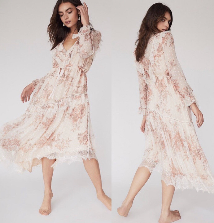 Free People Eliza Midi Lace Witchy Eyelash Lace Asymmetrical Dress L $300 Free People Eliza Midi Lace Witchy Eyelash Lace Asymmetrical Dress L $300