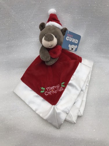 GUND Baby Merry Christmas Teddy Bear Lovey Plush Security Blanket Red White NEW - Picture 2 of 7