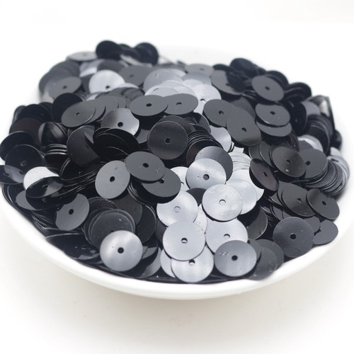 Craft Black 5mm-12mm PVC Flat Round Loose Sequins Paillette sewing Wedding - Picture 3 of 9