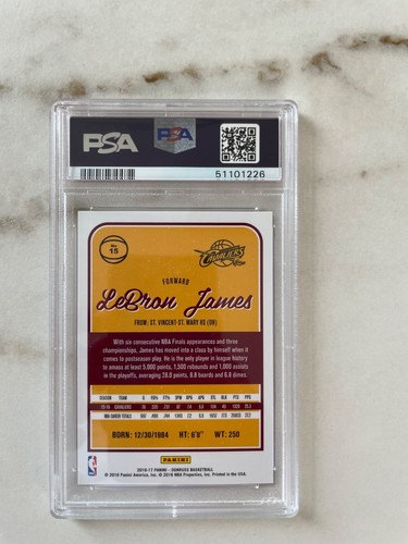 2016-17 Panini Donruss Basketball - Lebron James #15 PSA 9 - With Kobe Bryant - Bild 2 von 2