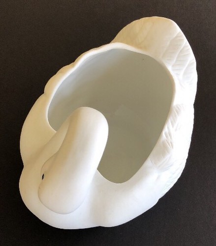 Homco White Swan Planter #1402 Home Interiors Ceramic Porcelain Bisque Cygnus - Picture 10 of 12