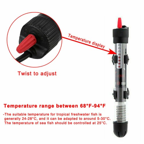 US Aquarium Water Heater 100W-200-300W Submersible Fish Tank Thermostat Heating - 第 8/32 張圖片
