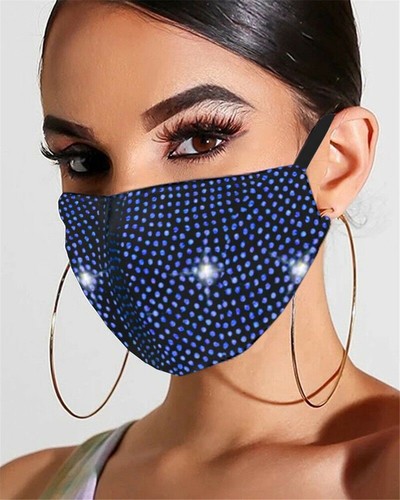 NEW LADY BLING DIAMOND/ SEQUIN Fashion ADJUSTABLE Face Mask Reusable 11 COLOURS - Picture 9 of 22