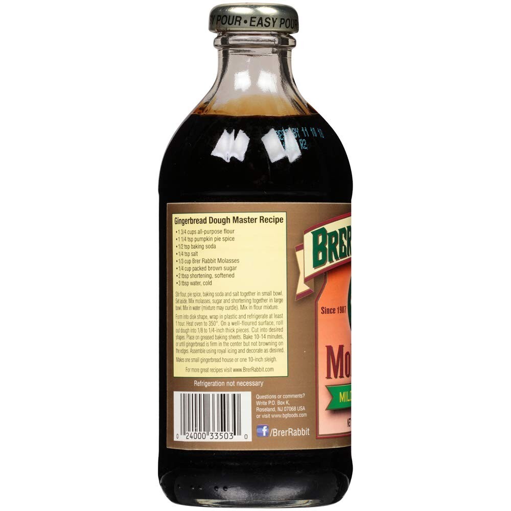 Brer Rabbit Unsulphured Molasses, MILD Flavor, 12oz, BSB OCT 2026