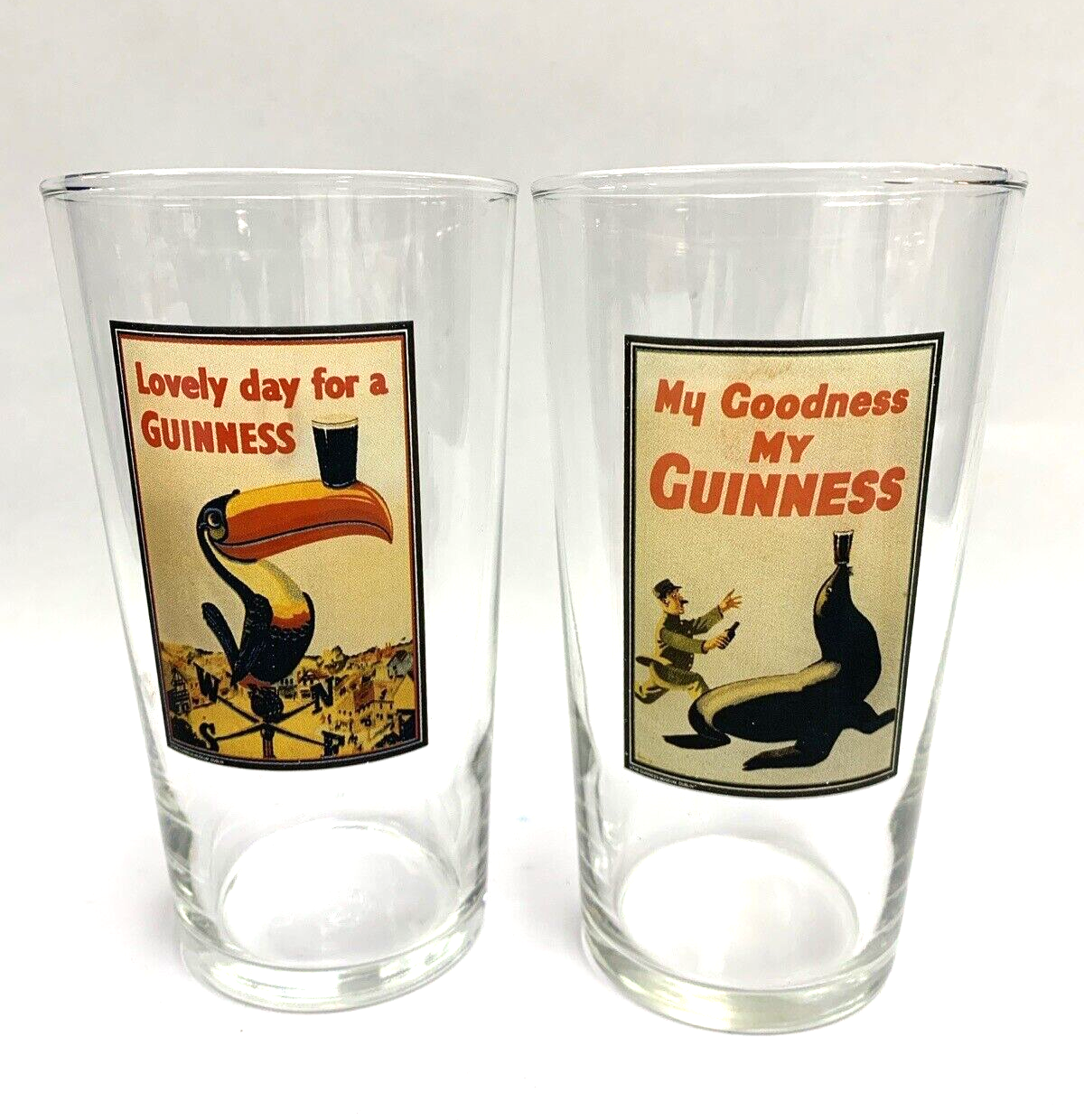 2 Guinness Souvenir Pint Glasses Lovely Day My Goodness My Guinness A39