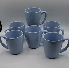 Corelle Stoneware Periwinkle Blue Coffee Cups / Mugs. 12 Oz.  EC
