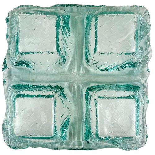 Vidrios San Miguel Recycled Art Glass Divided Dish 4 Section Seaglass Aqua Spain - Picture 17 of 18