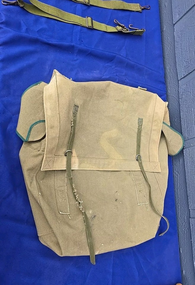 Vtg Original Baseball Canvas Kaki Brown Equipment Bag w/Shoulder Straps