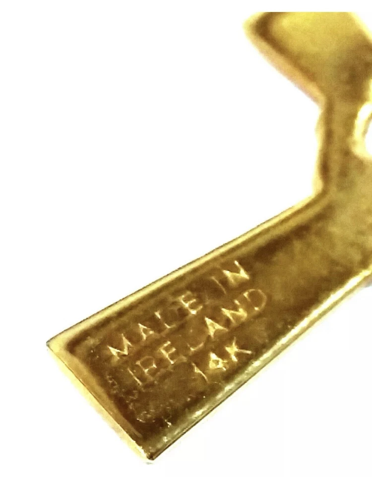 Pendientes colgantes de colección Sol D’or cruz celta irlandesa Claddagh oro amarillo 14k Irlanda Foto 3 de 3