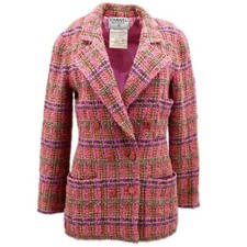 Chanel Double Breasted Jacket Pink Tweed 94A #40 161432