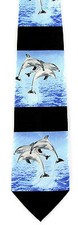 Dolphin Fun Mens Necktie Ocean Sea Life Dolphins Animal Gift Blue Neck Tie