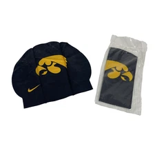 QTY (2) Iowa Hawkeyes NIKE swim cap LATEX Black & Yellow BRAND NEW light