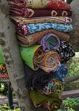 Wholesale lot of Reversible Kantha Twin Quilt Indian Vintage Handmade Blanket