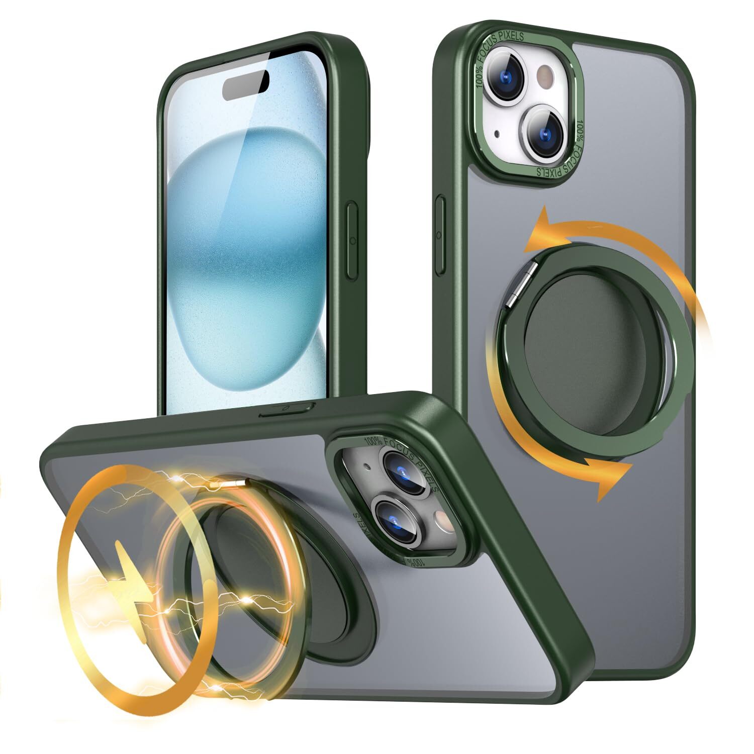 KWATUNG product case for iPhone 15 plus magsafe compatible 360 rotation sta 214