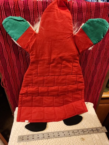Vintage Red Fabric Velvet Santa Christmas Advent Calendar 24 Pockets 26”L - Picture 6 of 6