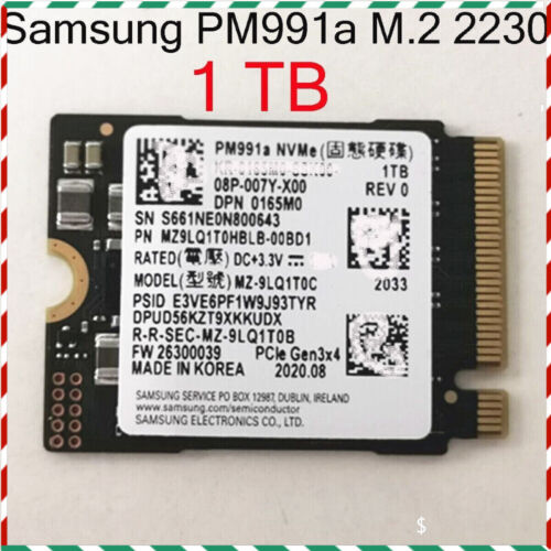 PM991a SAMSUNG 1TB SSD M.2 2230 NVMe PCIe For surface Dell Laptop Steam