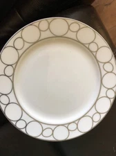 Ciroa Citoli Rim Soup Bowl Platinum Circles On White Silver Trim 8. 5” 