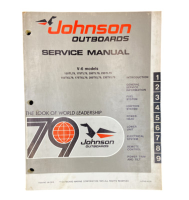 Johnson Outboards Service Manual V-6 Models JM-7910 1978