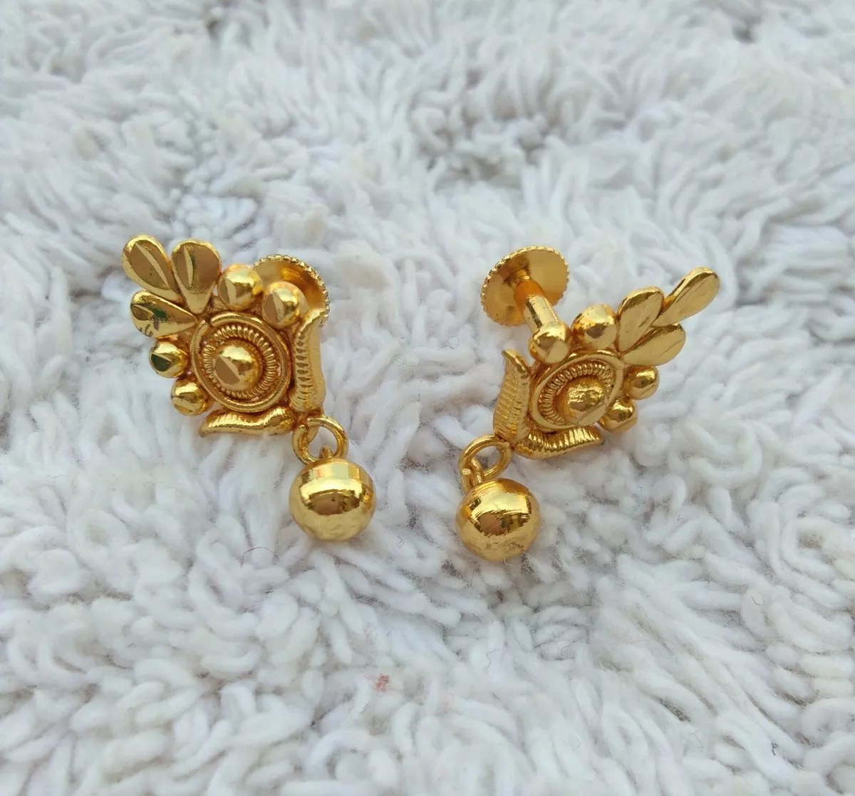 South Indian Traditional Top 22K Gold Plated Stud Earrings Women