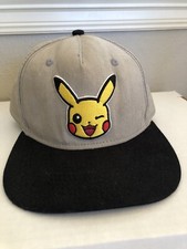 Officially Licensed Pikachu Pokemon Hat Gray and Black Baseball Cap Snapback DC