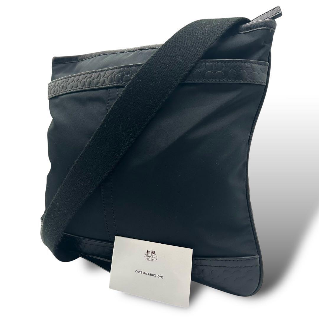 Coach Mini Signature Black Nylon Leather Shoulder Bag