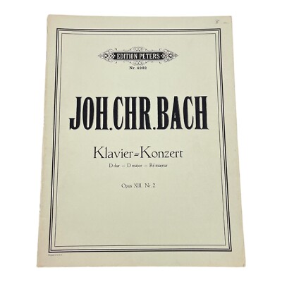 JOH.CHR.BACK Konzert D Major Opus XIII Nr 2 Edition Peters 4262 Songbook Vintage