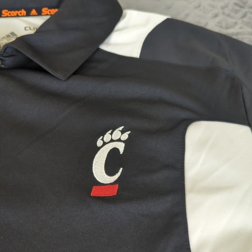 Cincinnati Bearcats Polo Shirt Adidas Climalite Black Short Sleeve Men Large - Picture 5 of 11