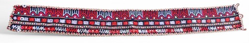 31" X 3.5" OLD BOHO RABARI BANJARA KUCHI MIRROR EMBROIDERY TAPESTRY TRIM - Picture 2 of 4