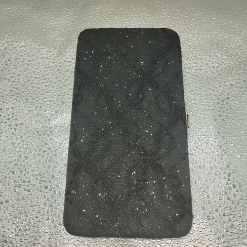 7" Clutch Geldbörse Portemonnaie Schwarz Glitzer Abend Cocktail Party