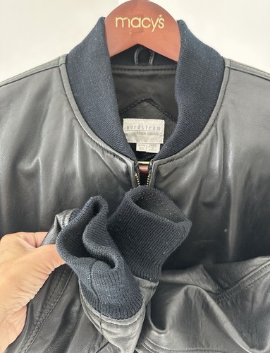 Nordstrom Town Square Leather Motorcycle Biker Bomber Jacket Black Sz XS petite - Picture 3 of 14