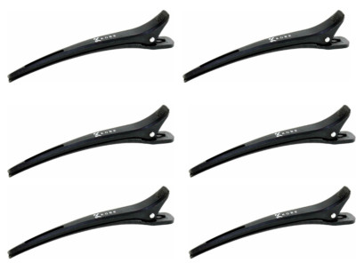 Haarschneideclips x 6 Profi schwarz Friseurklemmen Carbon 12 cm