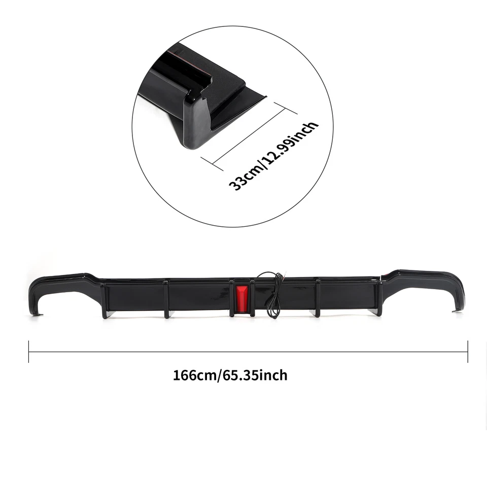 Spoiler labial difusor de para-choque traseiro com luz para 2018-2022 Honda Accord Sedan EUA - Imagem 3 de 4