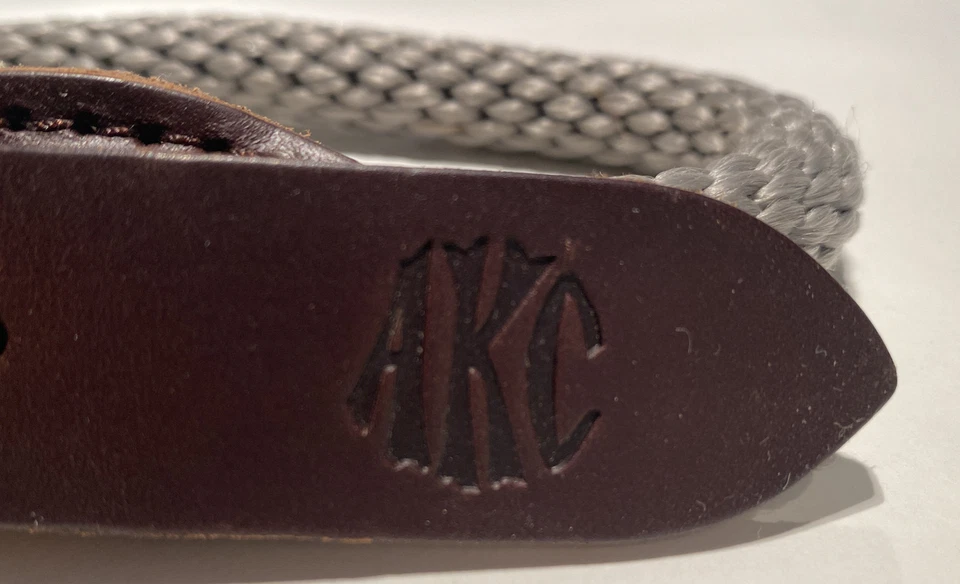 Collar de cuerda de cuero y gris de AKC para perro de gran tamaño broche de latón Foto 2 de 4