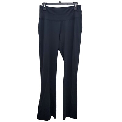 Tek Gear Women's Basic Black Ribbed Waist Flared Leggings Yoga