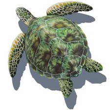 GREEN SEA TURTLE 10"x11" CUSTOM MOSAICS INC - PORC-GT3-10 