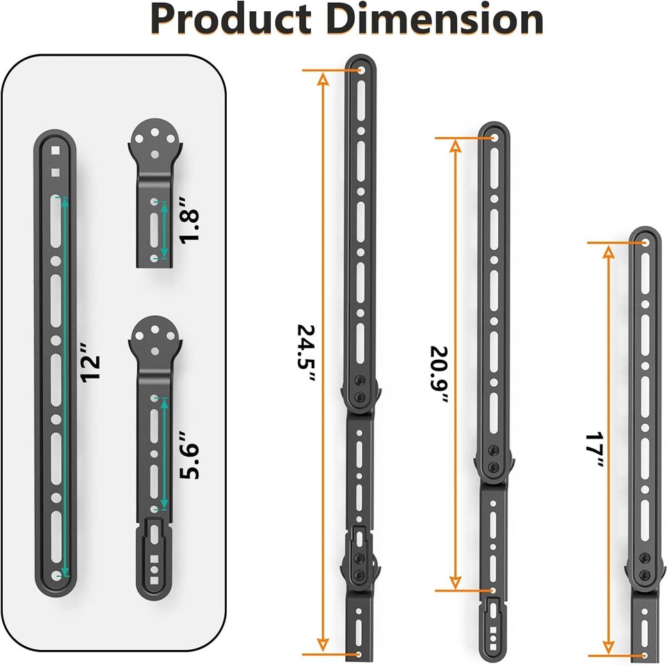 WALI Soundbar Mount Bracket, for Mounting Under or Above TV, with 2