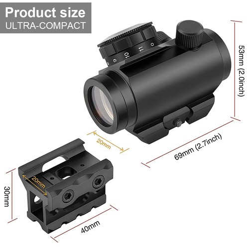 2 MOA Red Dot Gun Sight Rifle Scope w 1'' Riser Holographic 11 Brightness Levels - Picture 3 of 12