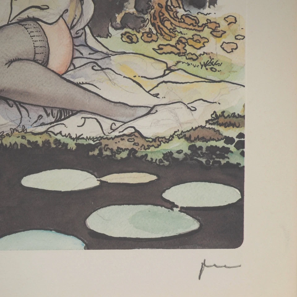 Milo MANARA : Jeune femme et esprit voyeur, Lithographie signée - Photo 3/4