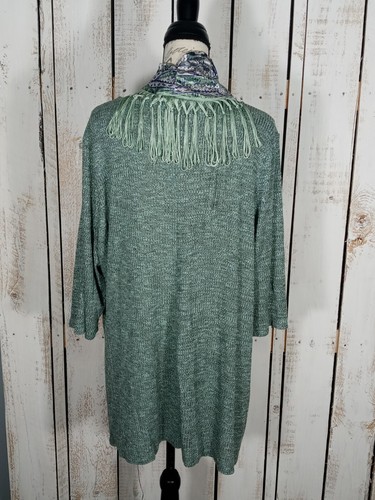 Catherines Sweater and Scarf Duet Womens Sz 1X Plus Green Lagenlook Boho Chic - Picture 2 of 5