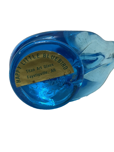 Happy Little Bluebird Titan Glass Art Signed Ward Paperweight Figurine Blue Bird - Picture 7 of 8