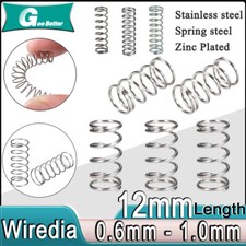 Compression Spring Steel 0.6mm - 1mm Wire Dia 12mm Length Small Pressure Springs