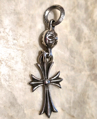 Authentic Chrome Hearts Tiny Ball Cross Charm PENDANT 925 Sterling