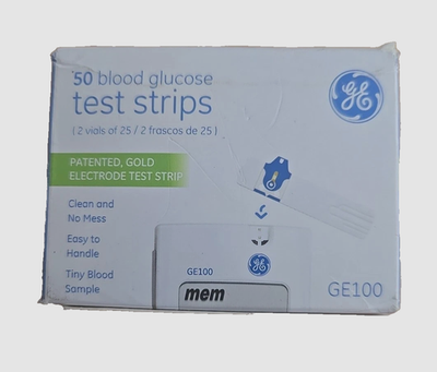 #ad GE100 Blood Glucose Test Strips Gold Electrode 50 Count *EXP: 2026 09 17* $14.99