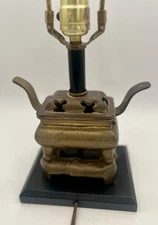 Rare Vintage Ethan Allen Bronze And Brass Asian Incense Table Lamp