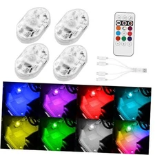  4PCS Wireless Led Lights for Car with Remote,8 Colors Changing RGB Car Led 