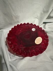 Fenton #7695 RU Candle Plate, Butterfly & Berry, 95th year sticker and box