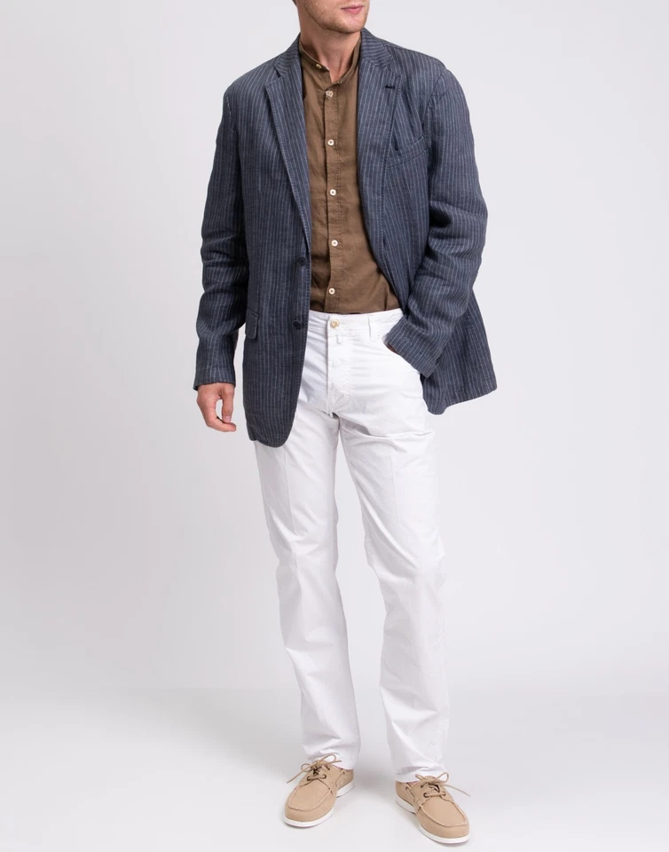 RRP €555 LUBIAM STUDIO Blazer Jacket  IT50 US40 L Unlined Linen Blend Striped - Image 2 of 4