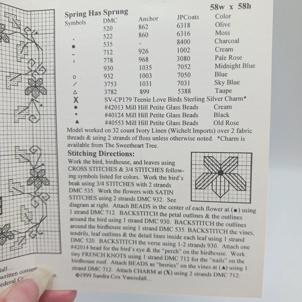 The Sweetheart Tree Teenie Tweenie Lot Of 2 Cross Stitch Patterns W/charms - Image 4 of 4