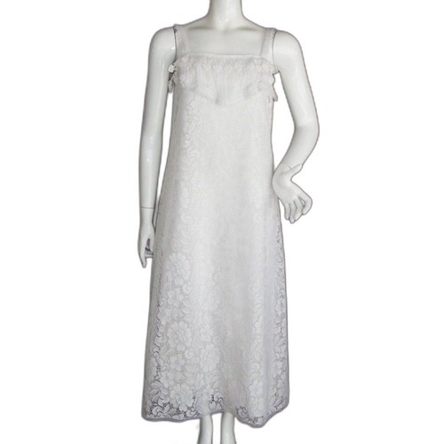 JESSICA MCCLINTOCK Dress, XS/S, White Lace, Maxi, Spaghetti Straps, Vintage - Picture 1 of 12
