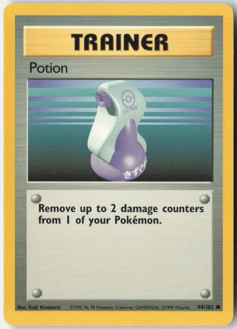 Potion 94/102 Common Base Set Unlimited Pokemon Moderately Played